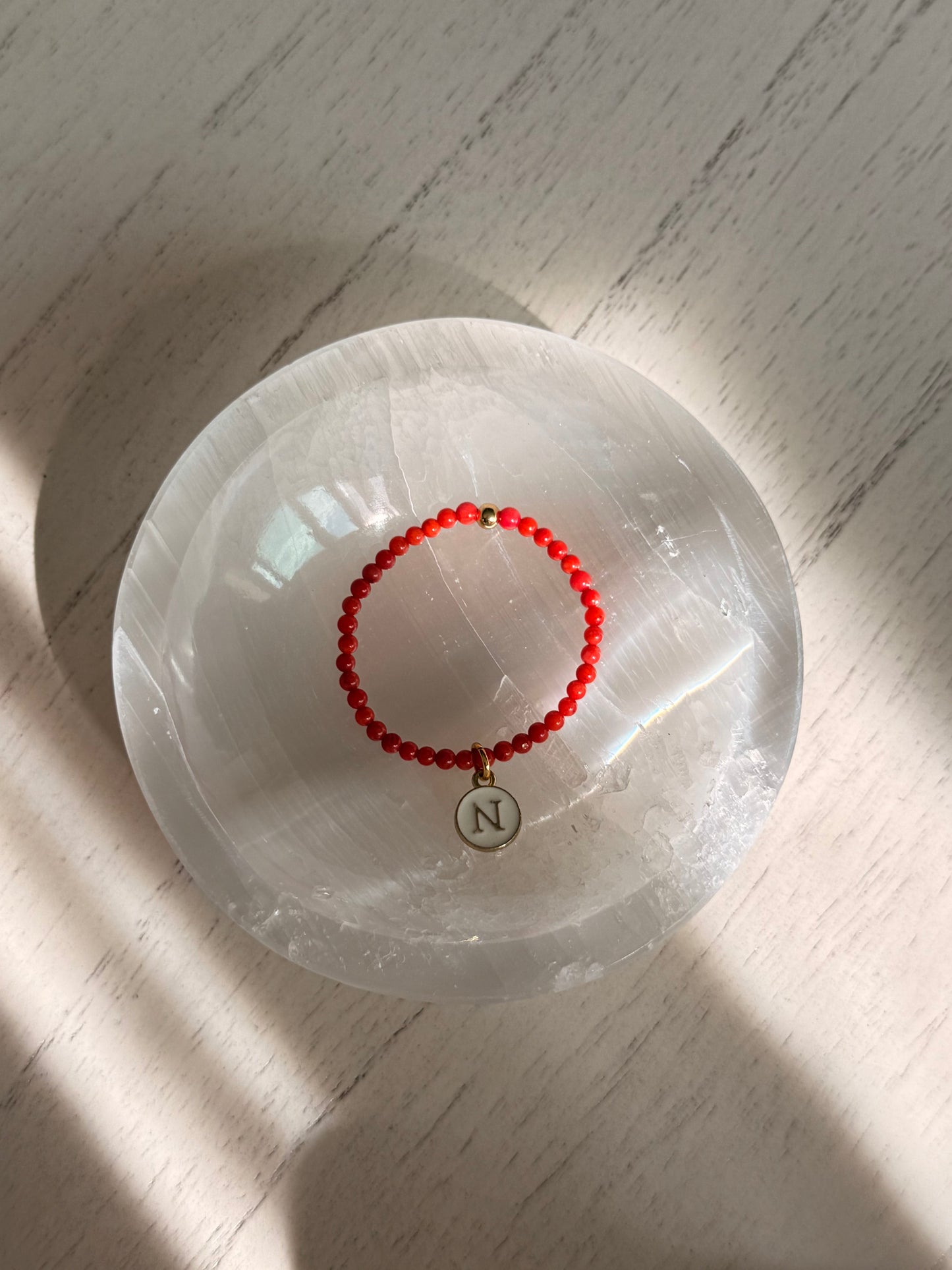 Traditional Tunasian Natural Coral Infant Bracelet with 18-K Plated Gold Spacer