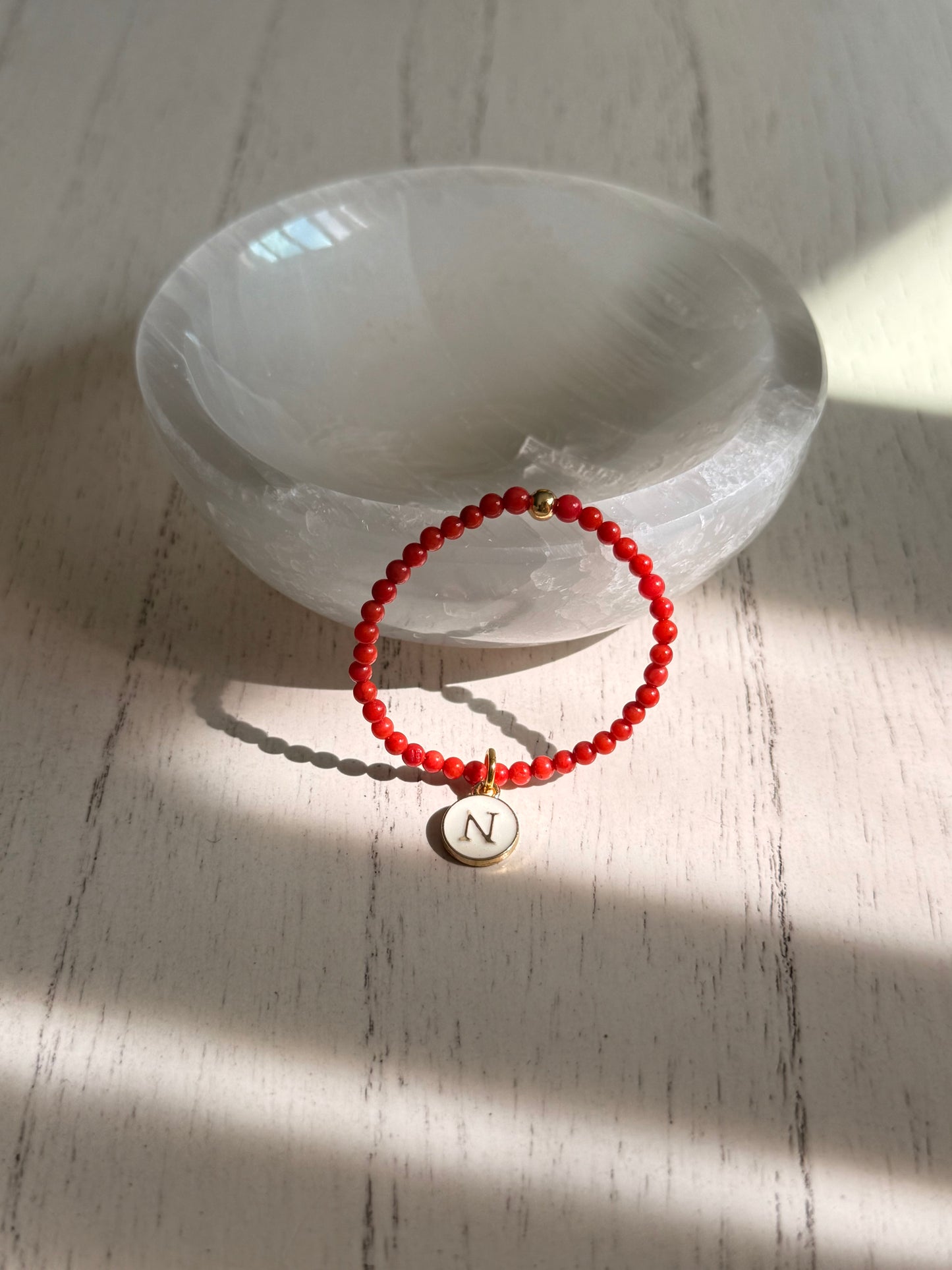 Traditional Tunasian Natural Coral Infant Bracelet with 18-K Plated Gold Spacer