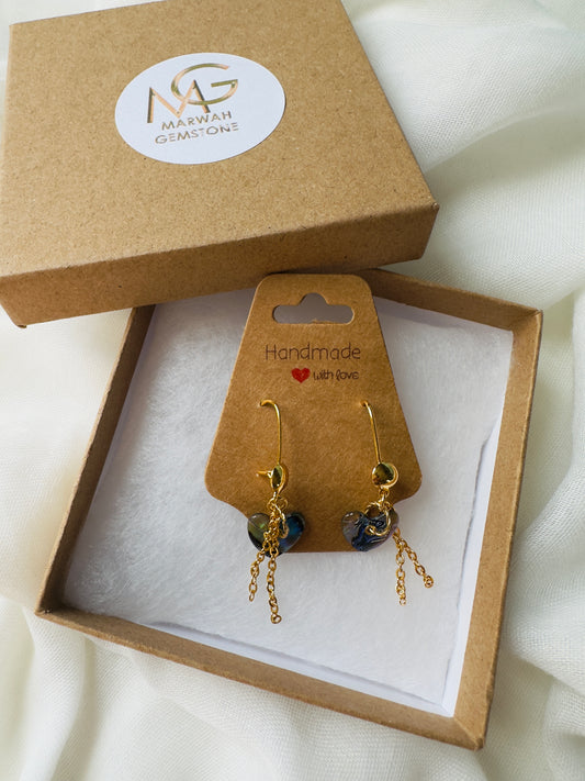 Black Shell Earrings With Golden Metal