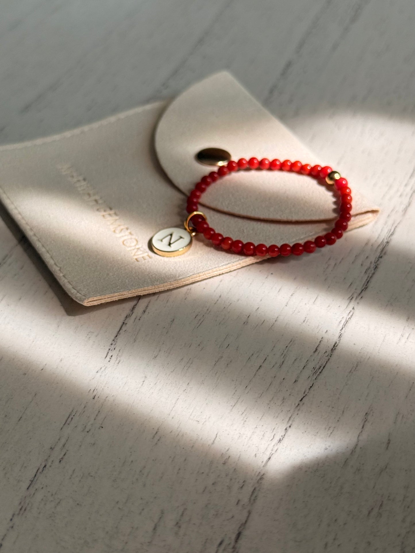 Traditional Tunasian Natural Coral Infant Bracelet with 18-K Plated Gold Spacer
