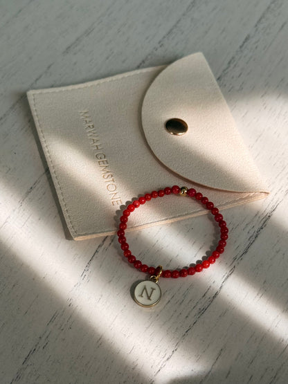 Traditional Tunasian Natural Coral Infant Bracelet with 18-K Plated Gold Spacer