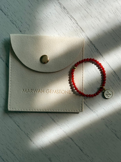 Traditional Tunasian Natural Coral Infant Bracelet with 18-K Plated Gold Spacer
