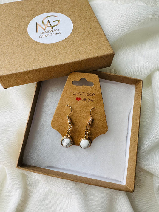 Howlite Earrings with Rose Golden Metal
