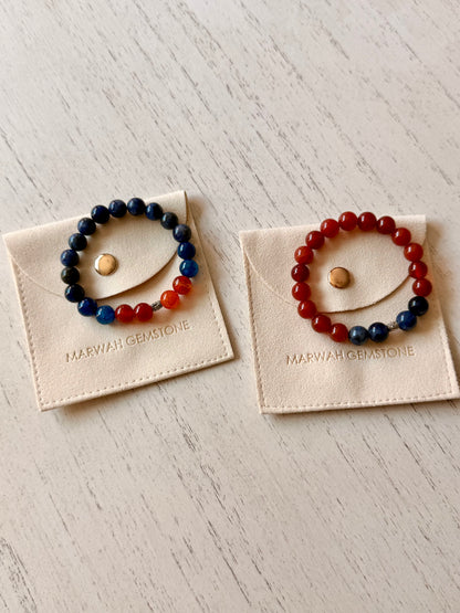 Lapis Lazuli - Red Agate Kids Bracelet Set with Silver 925 Spacers