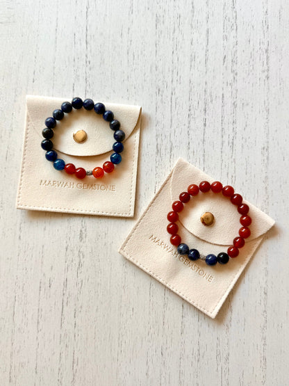 Lapis Lazuli - Red Agate Kids Bracelet Set with Silver 925 Spacers