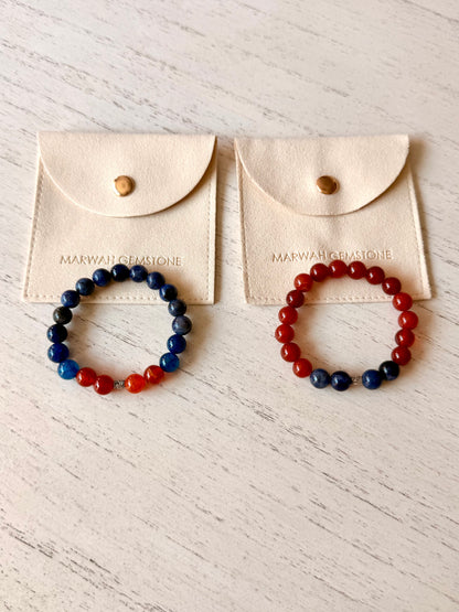 Lapis Lazuli - Red Agate Kids Bracelet Set with Silver 925 Spacers