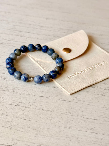 Blue Sodalite Kids Bracelet with Silver 925 Spacers