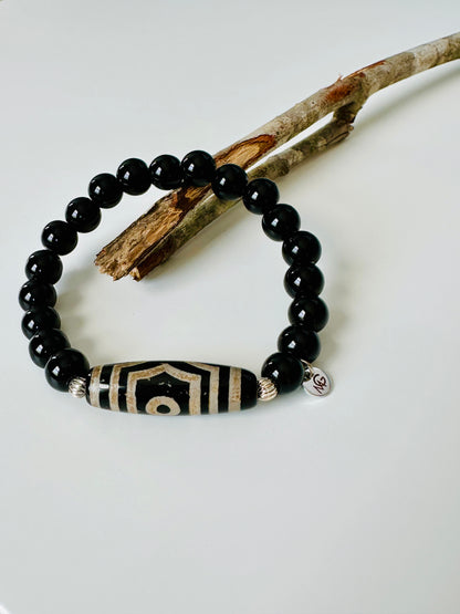 Black Agate-Tibetan Agate Unisex Bracelet