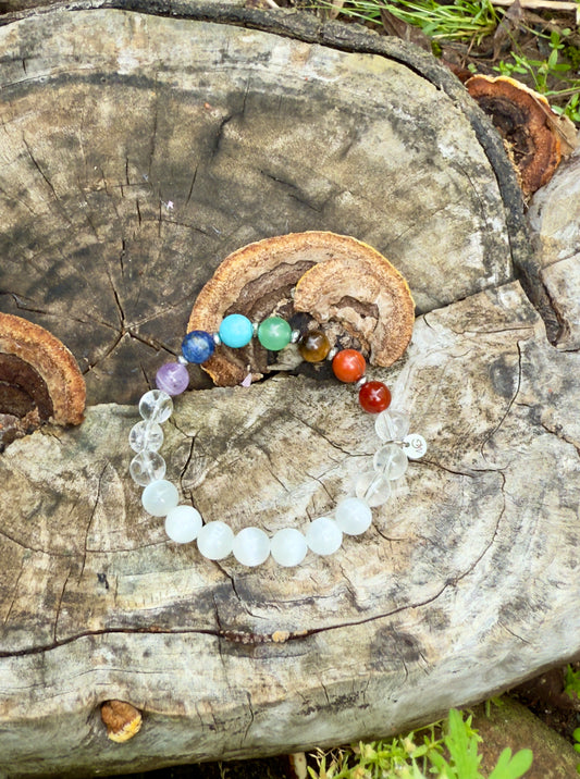 Chakara - Selenite - Clear Quartz Bracelet with Hematite Spacers