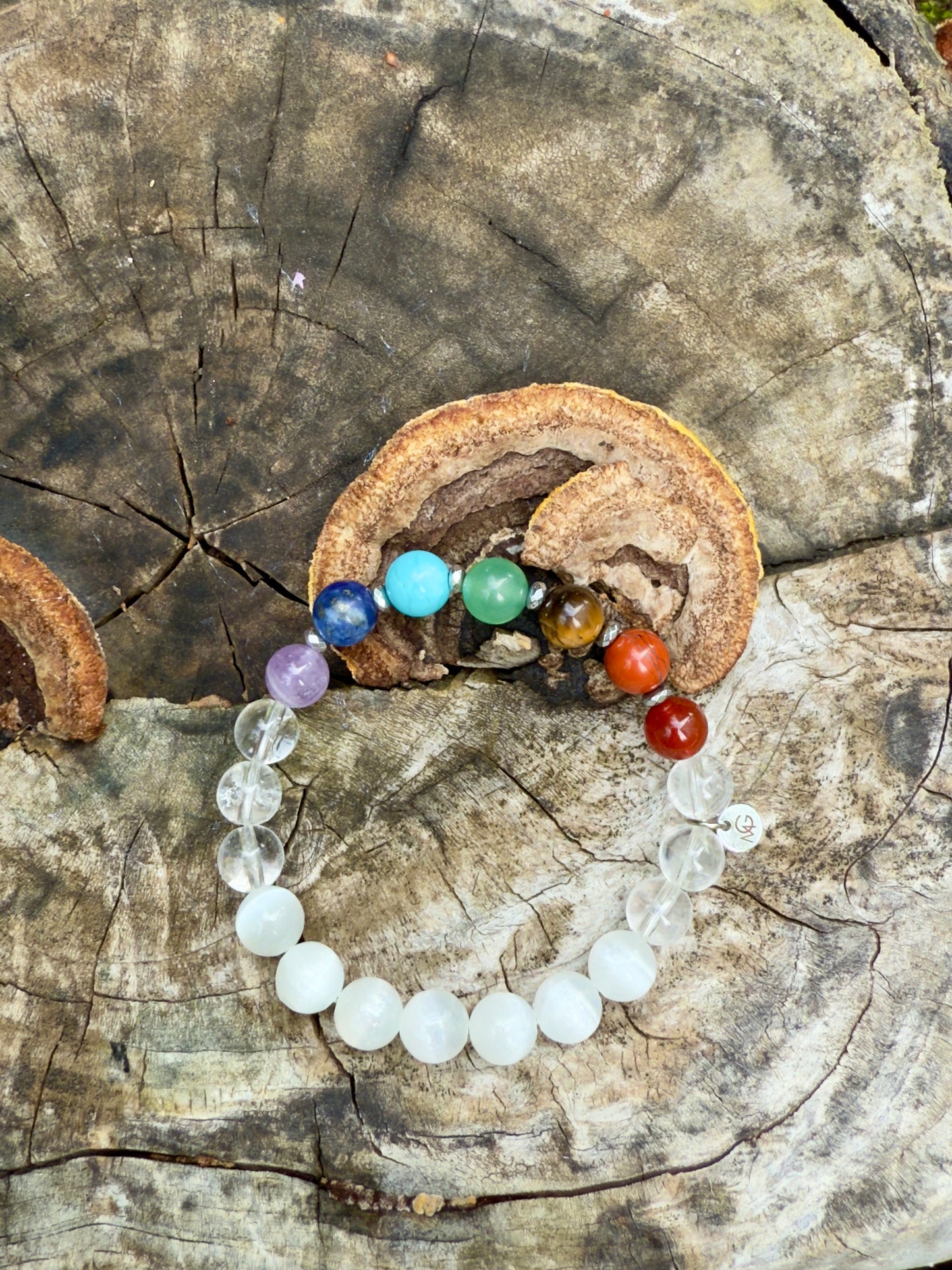 Chakara - Selenite - Clear Quartz Bracelet with Hematite Spacers