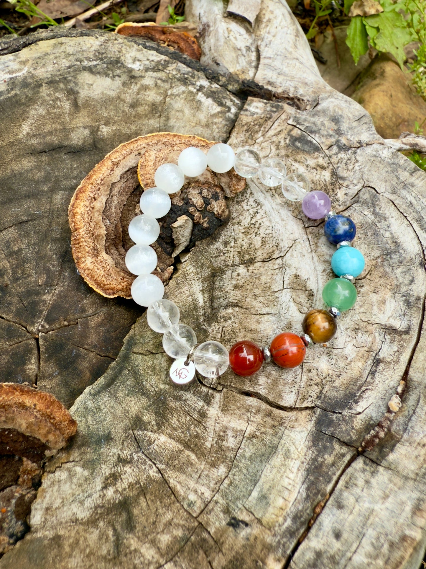 Chakara - Selenite - Clear Quartz Bracelet with Hematite Spacers