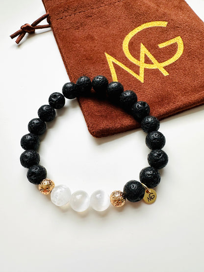 Selenite-Lava Bracelet