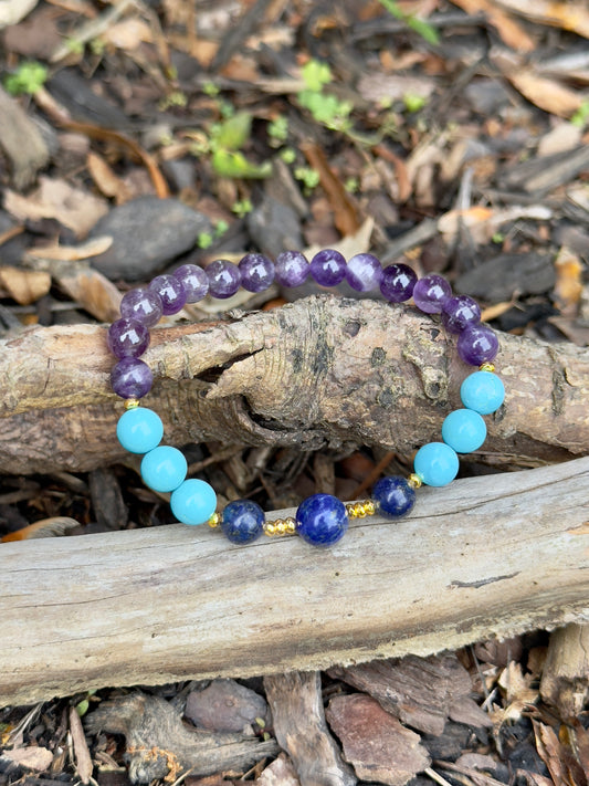 Amethyst - Turquoise - Lapis Lazuli Bracelet