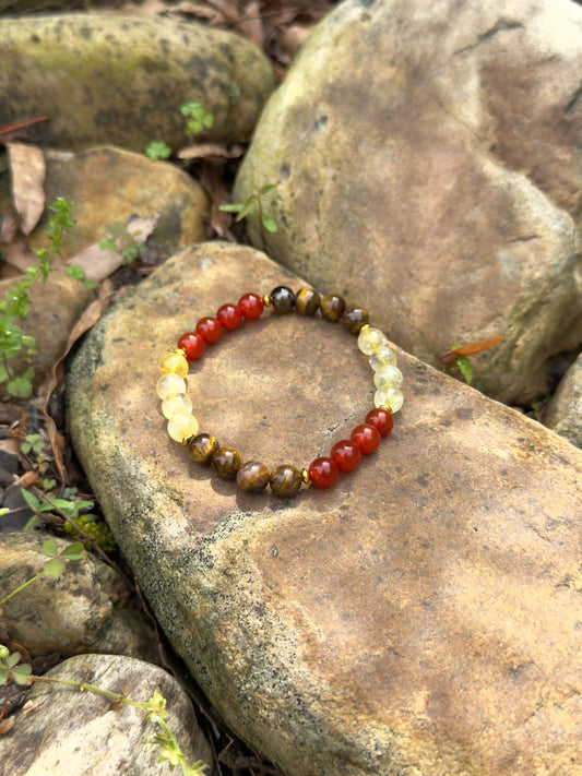 Tiger Eye - Citrine - Red Agate Bracelet of Wealth