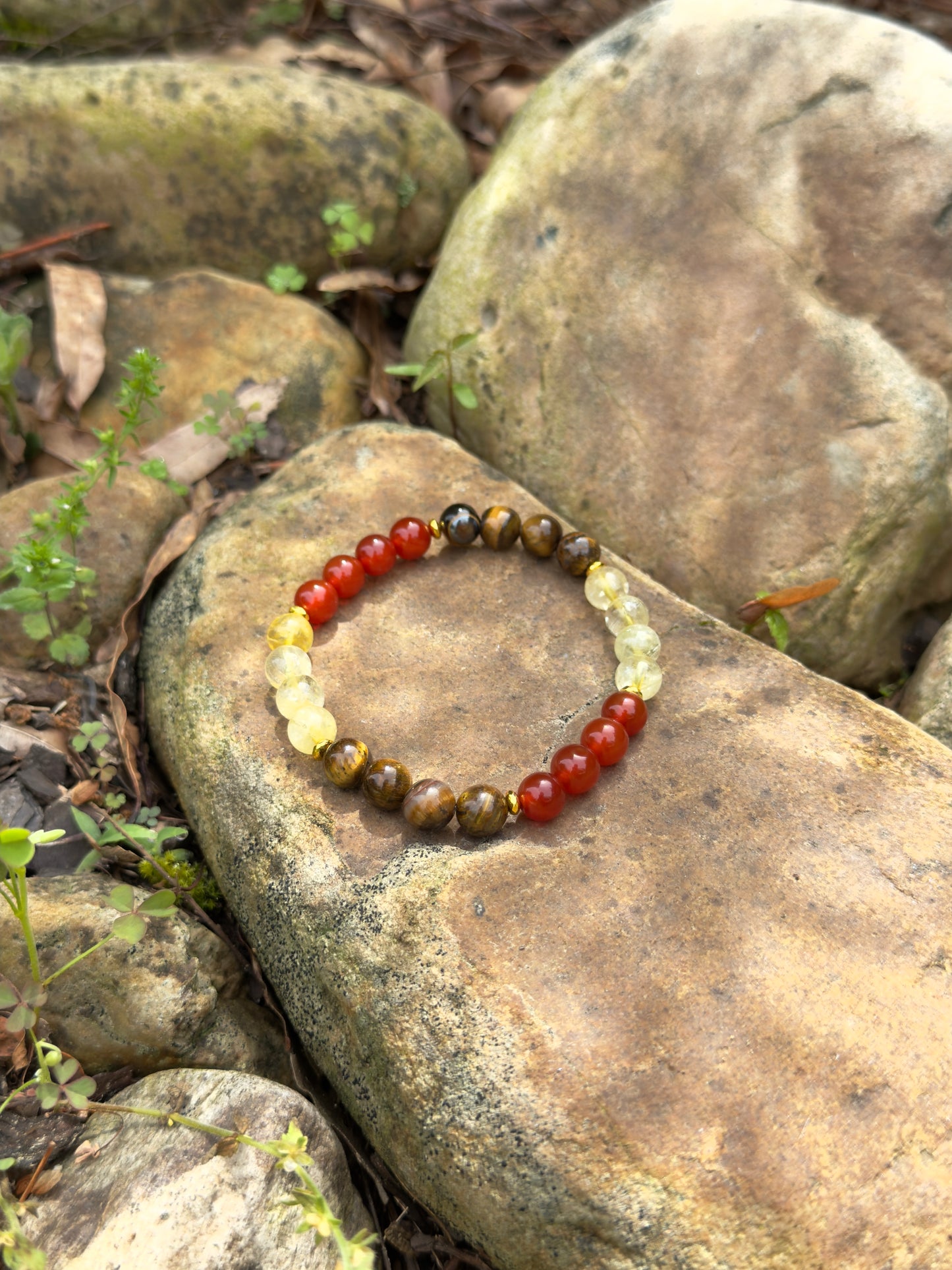 Tiger Eye - Citrine - Red Agate Bracelet of Wealth