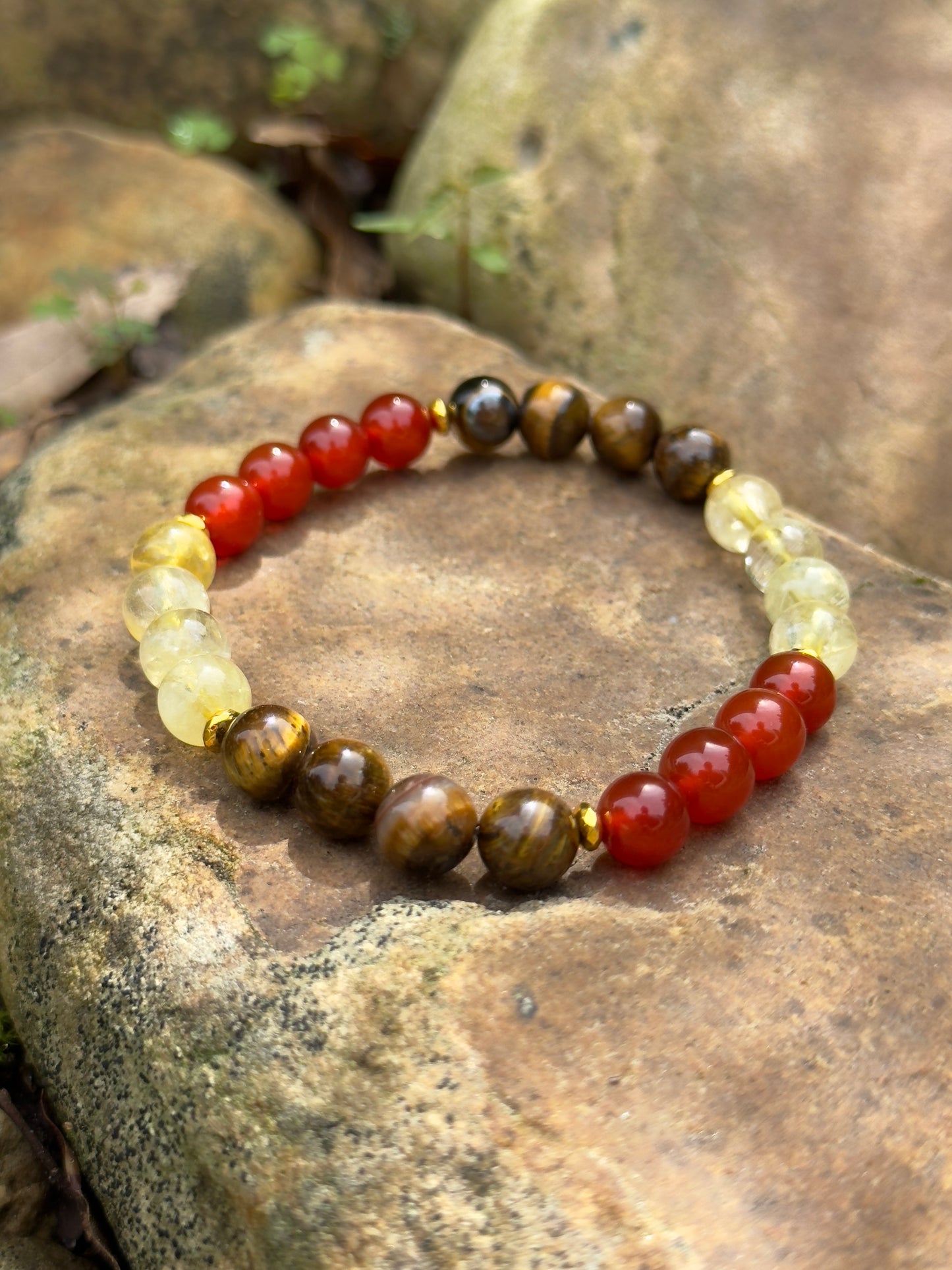 Tiger Eye - Citrine - Red Agate Bracelet of Wealth