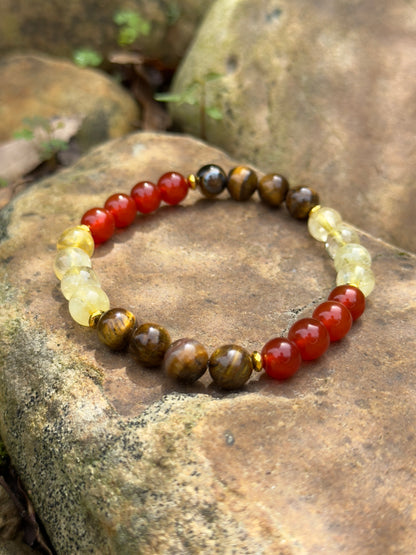 Tiger Eye - Citrine - Red Agate Bracelet of Wealth