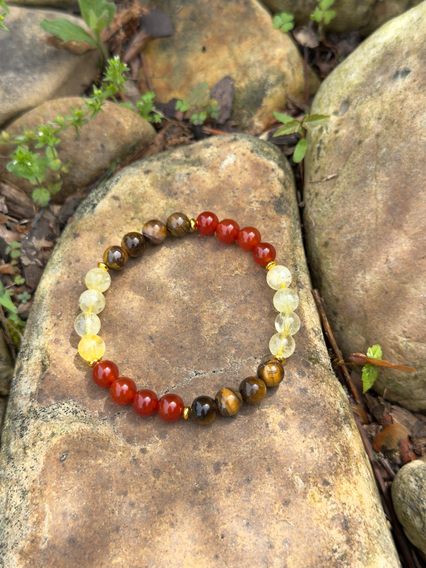 Tiger Eye - Citrine - Red Agate Bracelet of Wealth