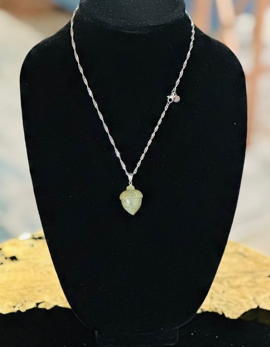 Acorn-Shaped Agate Pendant Necklace {ONLY ONE PIECE AVAILABLE}