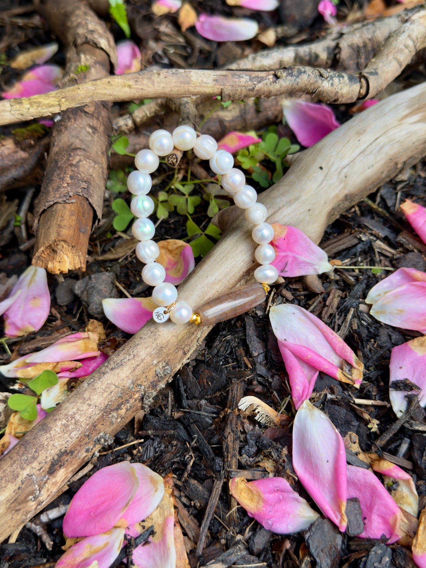 Agate - Natural Pearl Bracelet