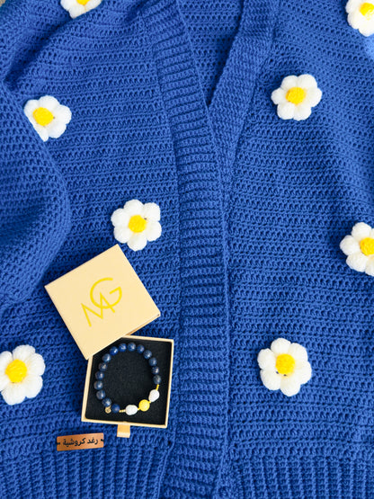 Lapis Lazuli - Natural Pearl - Natural Yellow Amber Bracelet