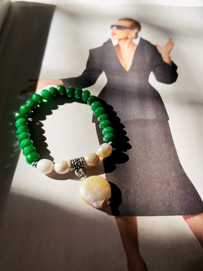 Emerald - Natural Pearl Bracelet