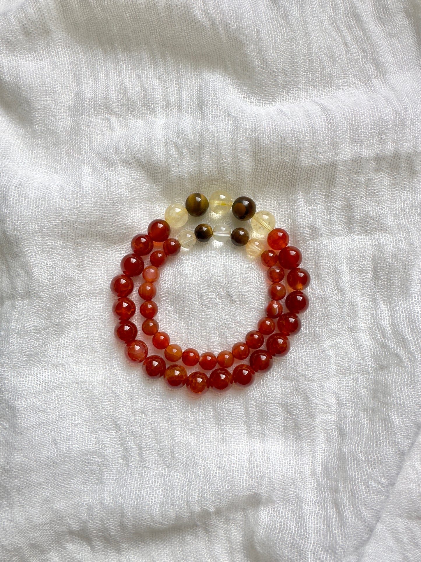 Father and Son Bracelet Set - Red Agate-Citrine-Tiger Eye