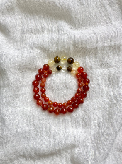 Father and Son Bracelet Set - Red Agate-Citrine-Tiger Eye
