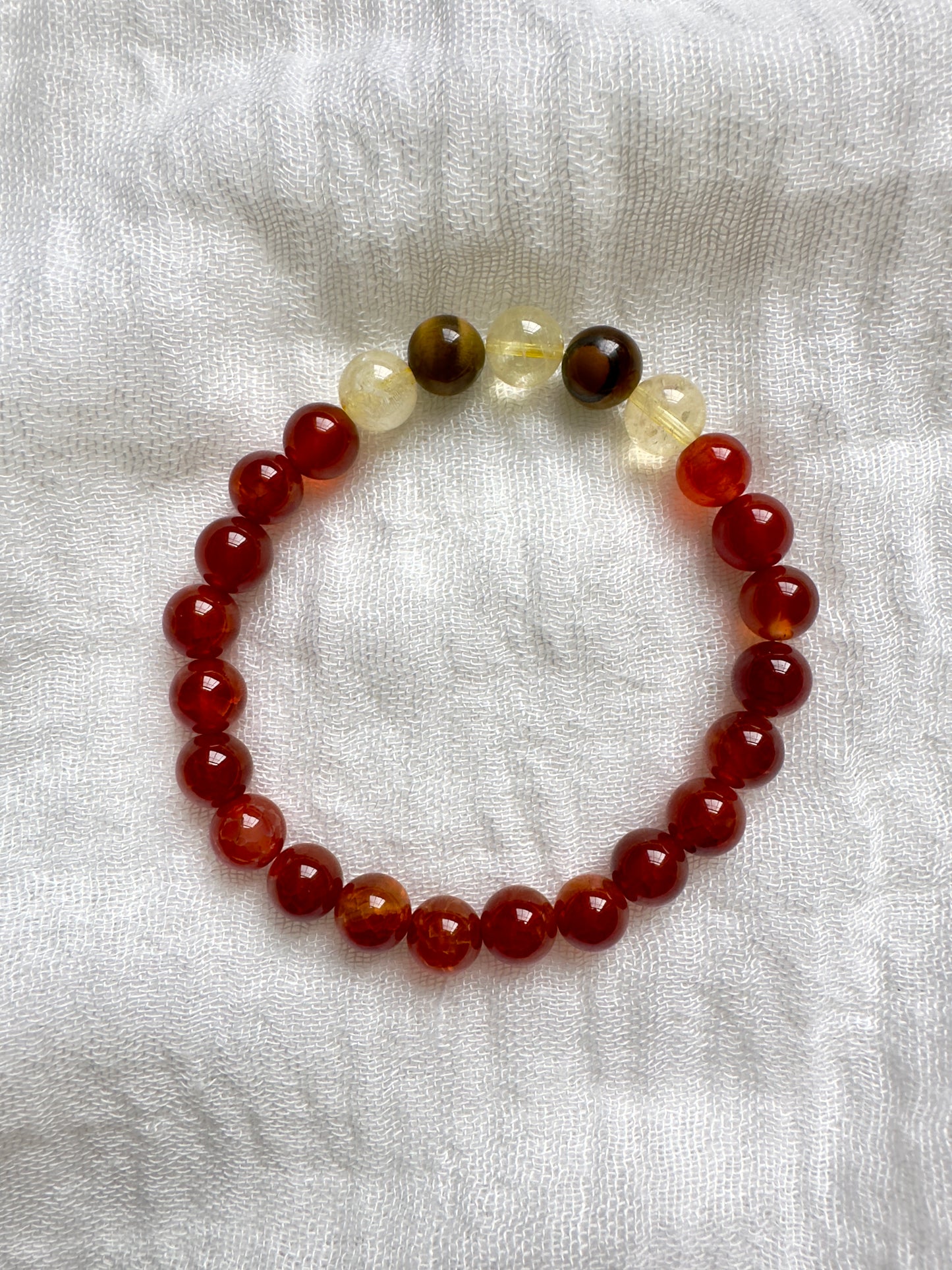 Father and Son Bracelet Set - Red Agate-Citrine-Tiger Eye