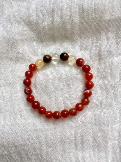 Father and Son Bracelet Set - Red Agate-Citrine-Tiger Eye