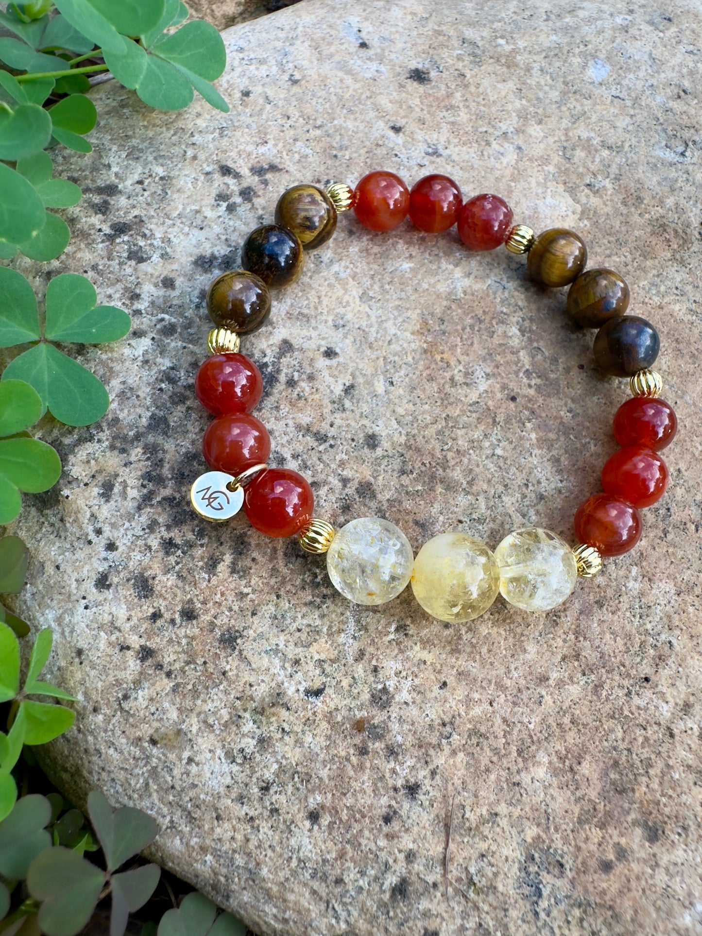 Citrine-Tiger Eye-Red Agate Bracelet For Wealthiness