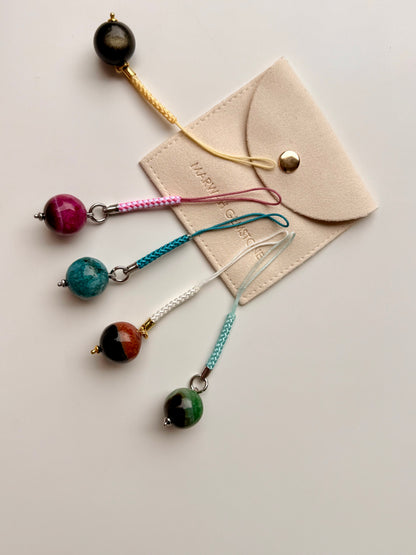 Colored Agate and Obsidian Phone Charms