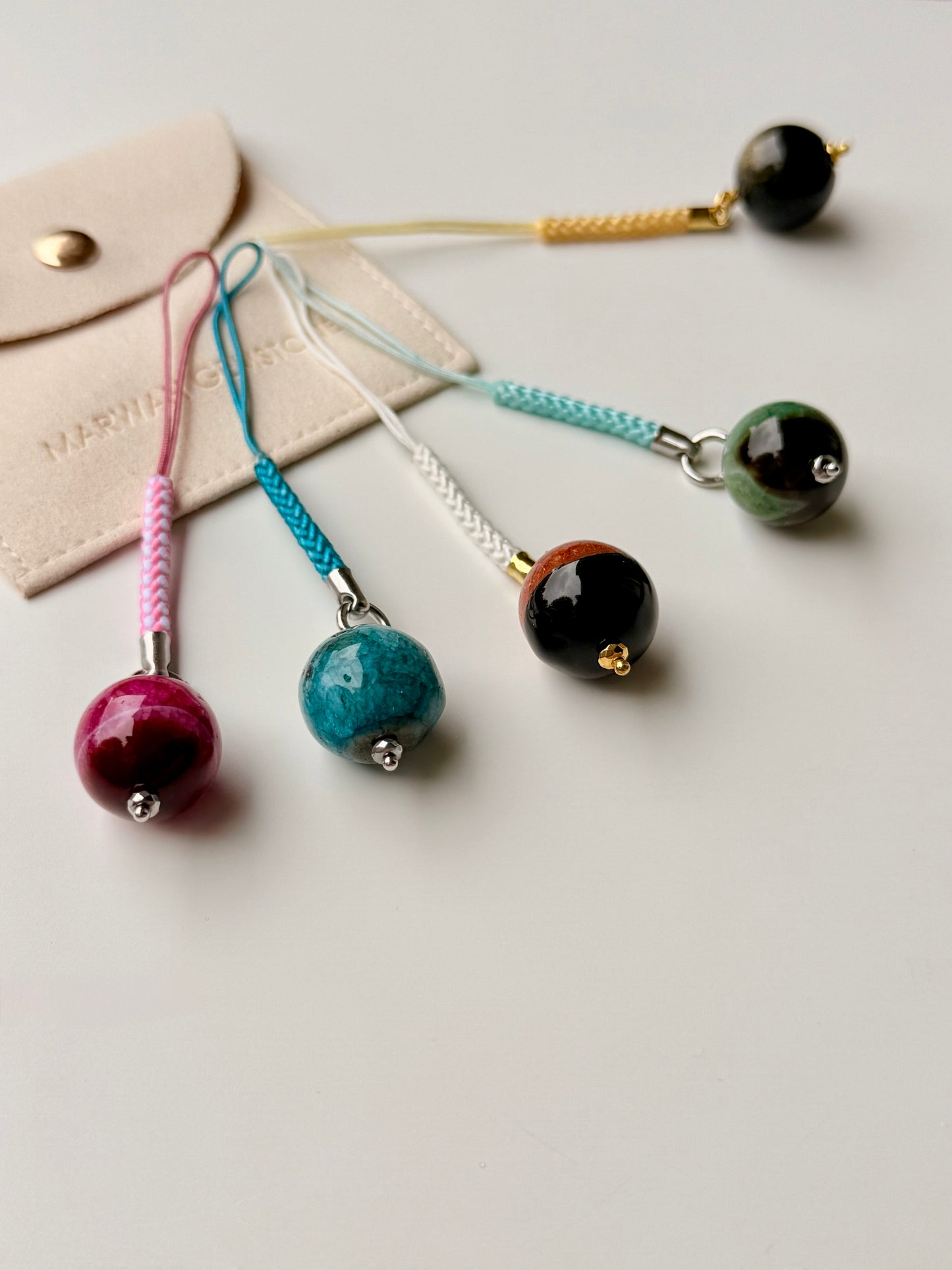 Colored Agate and Obsidian Phone Charms