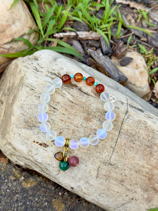 Moonstone - Natural Amber - Tiger Eye - Turquoise - Strawberry Quartz - Malachite Custom Design Bracelet