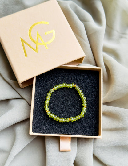 High Quality and Soft Peridot Bracelet with Hematite Spacers (ONLY 1 LEFT)