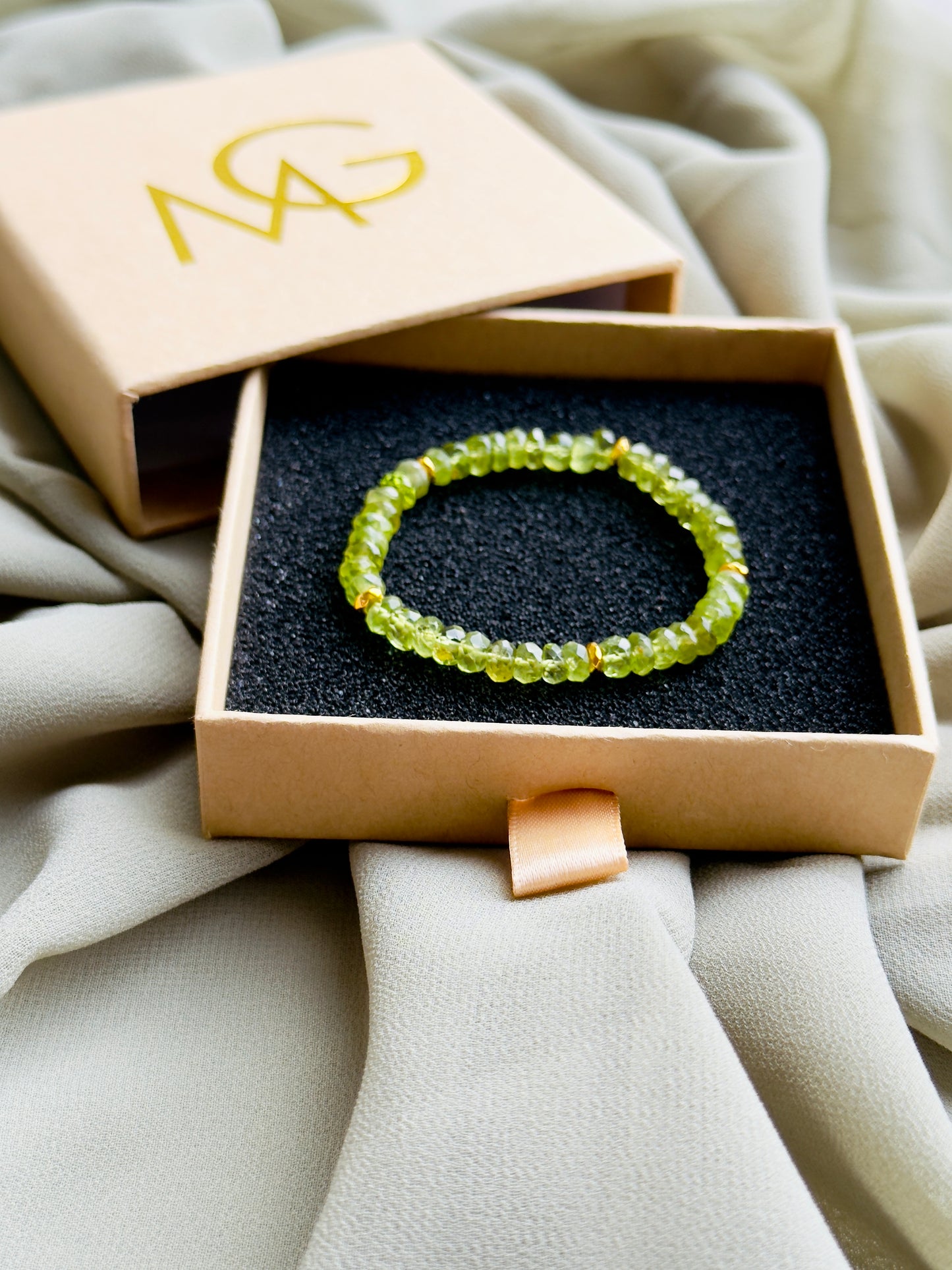 High Quality and Soft Peridot Bracelet with Hematite Spacers (ONLY 1 LEFT)