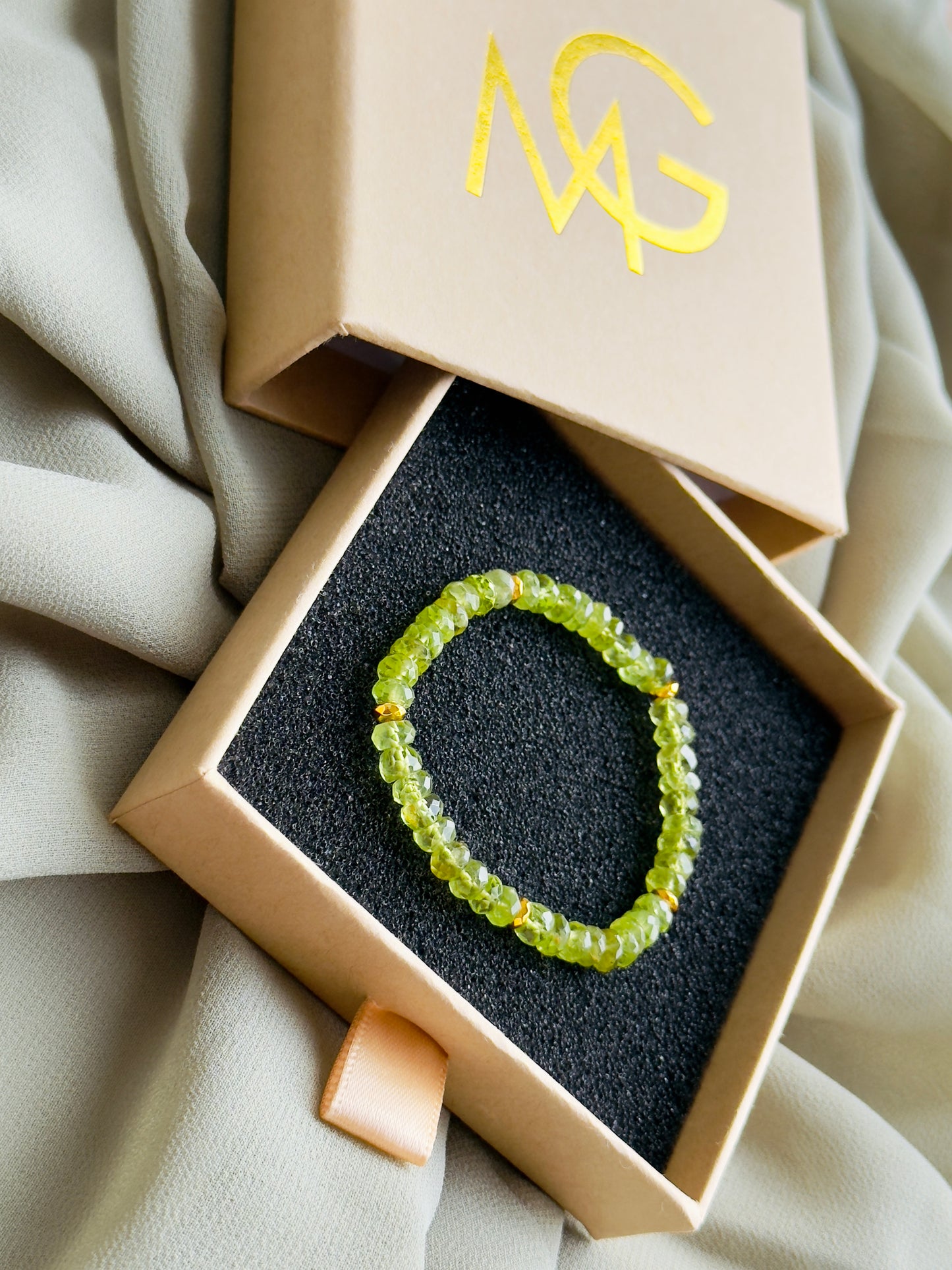 High Quality and Soft Peridot Bracelet with Hematite Spacers (ONLY 1 LEFT)