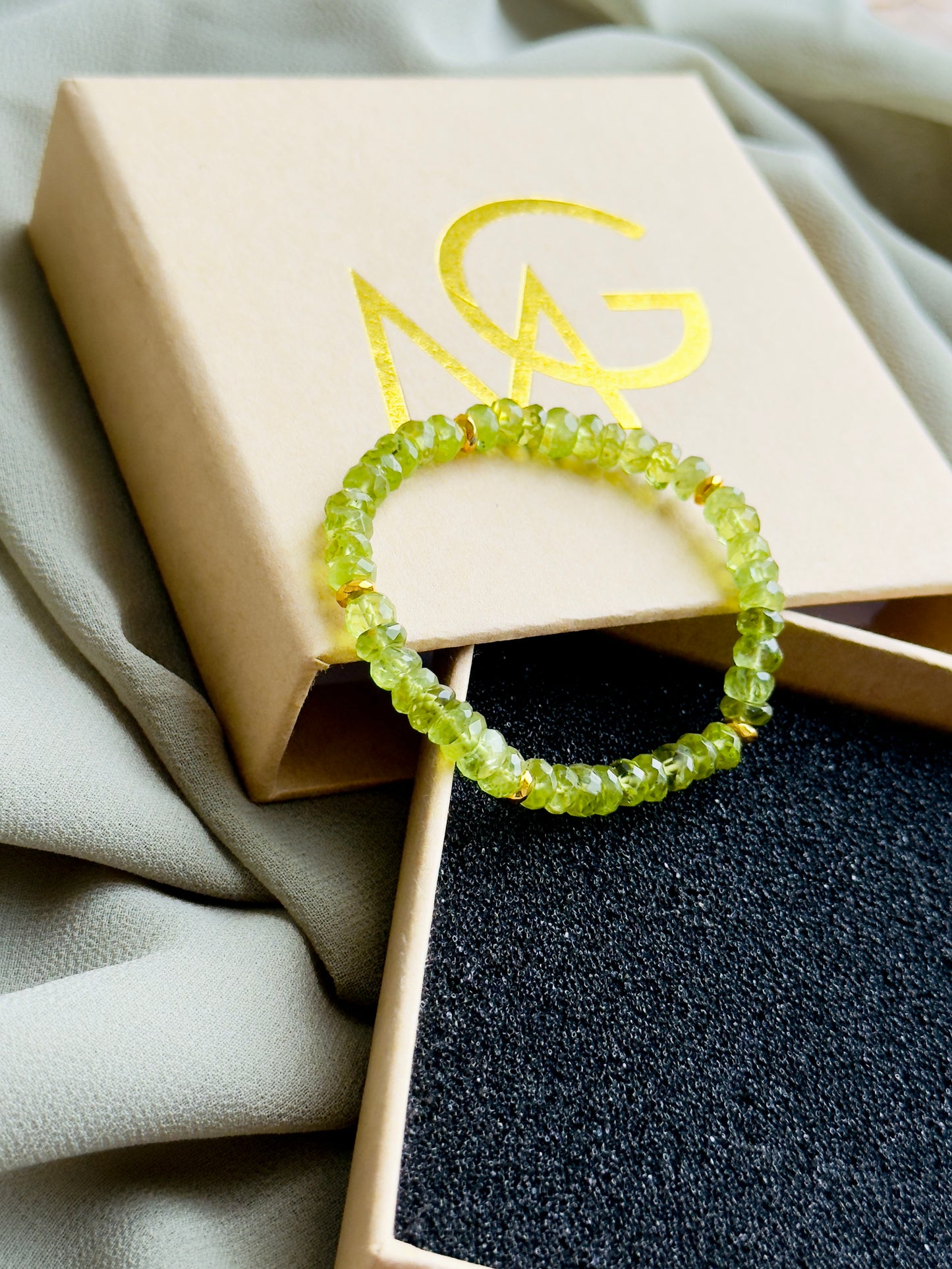 High Quality and Soft Peridot Bracelet with Hematite Spacers (ONLY 1 LEFT)