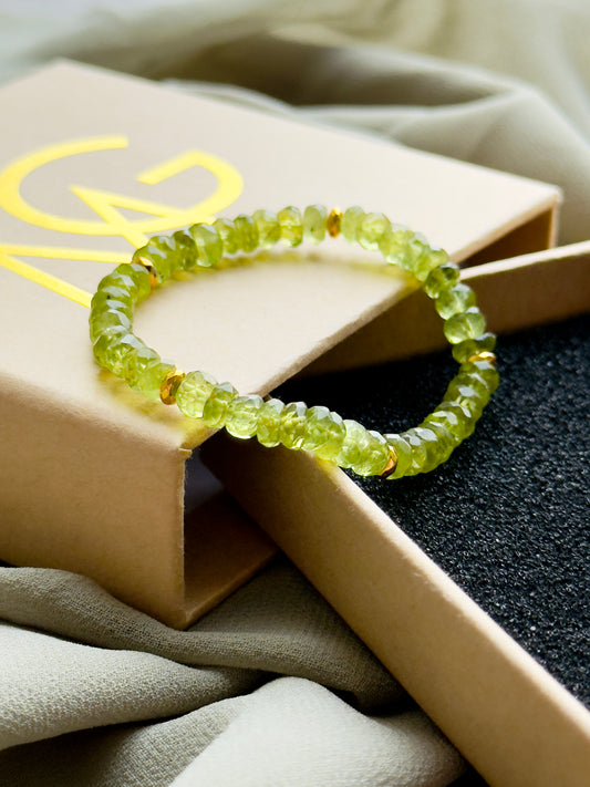 High Quality and Soft Peridot Bracelet with Hematite Spacers (ONLY 1 LEFT)