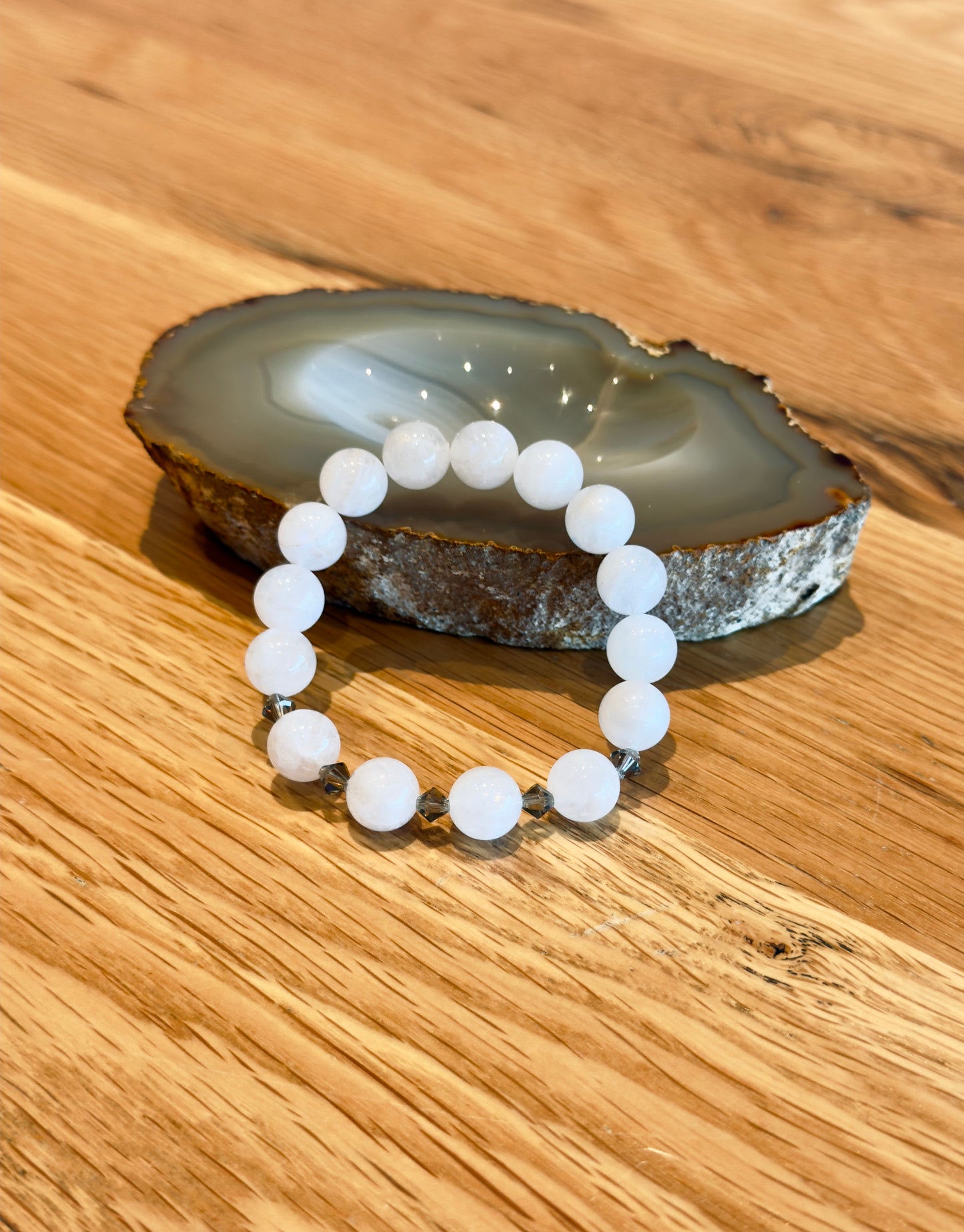 Moonstone Bracelet with Swarovski Spacers