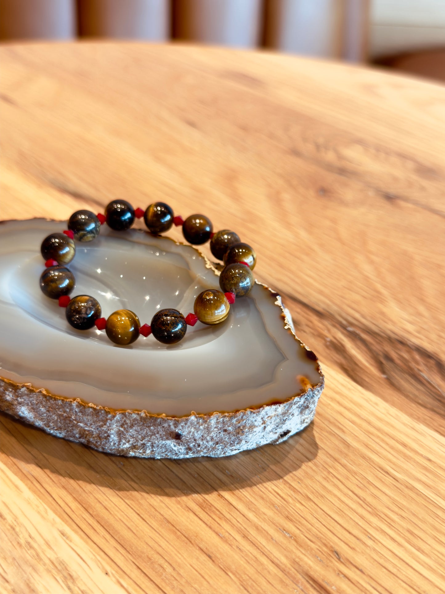 Tiger Eye Bracelet with Swarovski Spacers