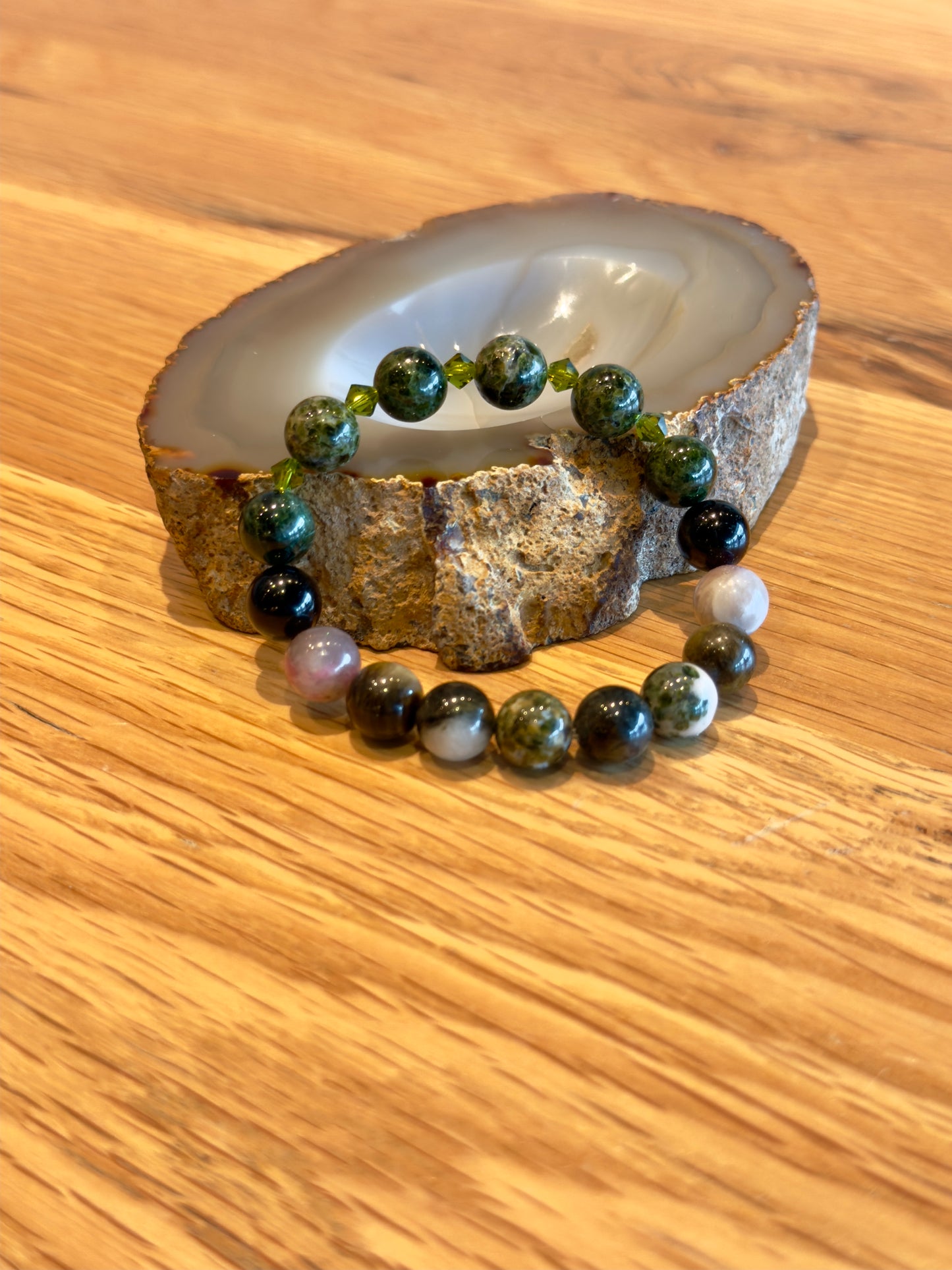 Tourmaline Bracelet with Swarovski Spacers