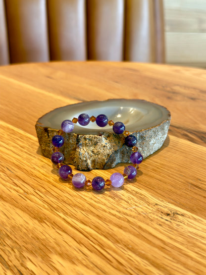 Amethyst Bracelet with Swarovski Spacers