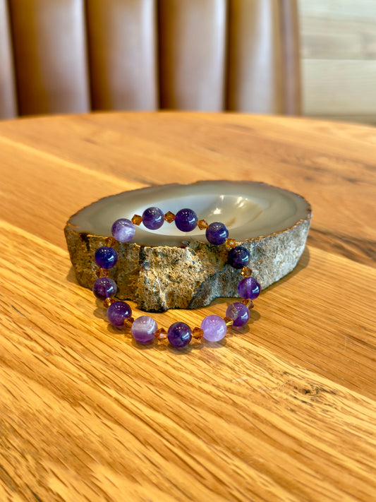 Amethyst Bracelet with Swarovski Spacers
