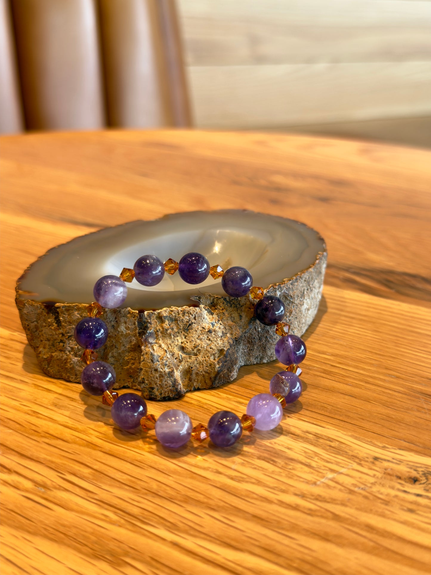 Amethyst Bracelet with Swarovski Spacers