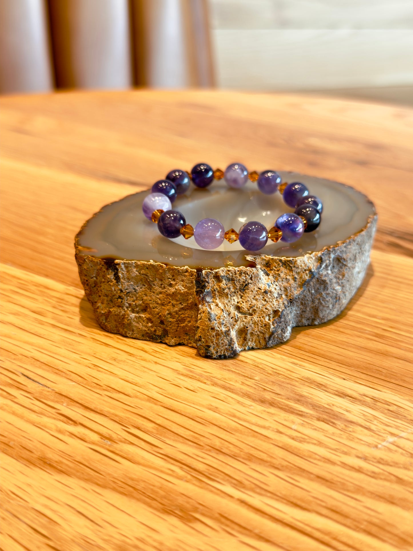 Amethyst Bracelet with Swarovski Spacers