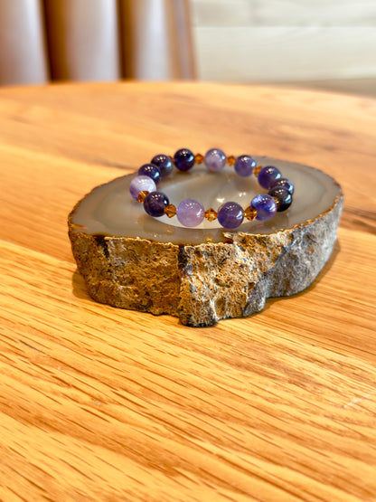 Amethyst Bracelet with Swarovski Spacers