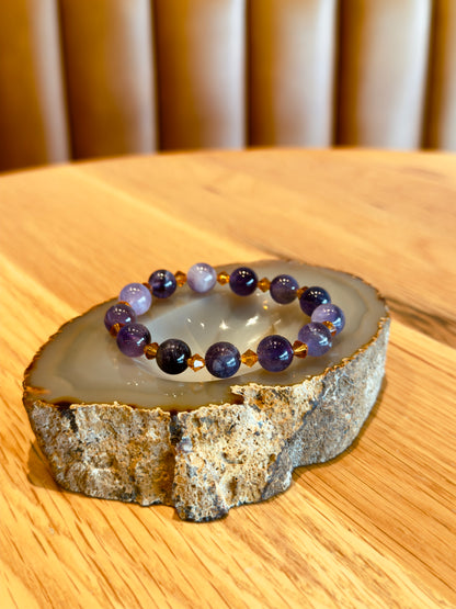 Amethyst Bracelet with Swarovski Spacers