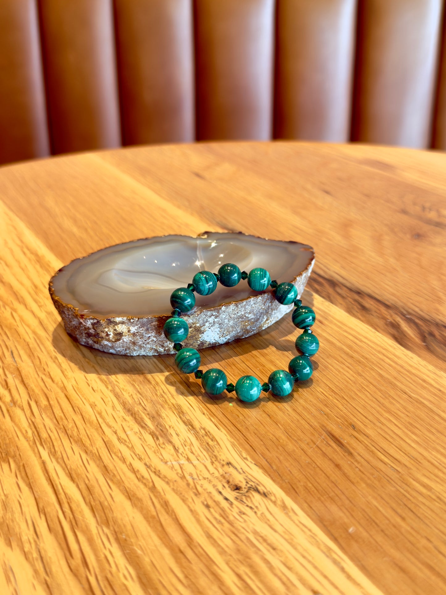 Malachite Bracelet with Swarovski Spacers