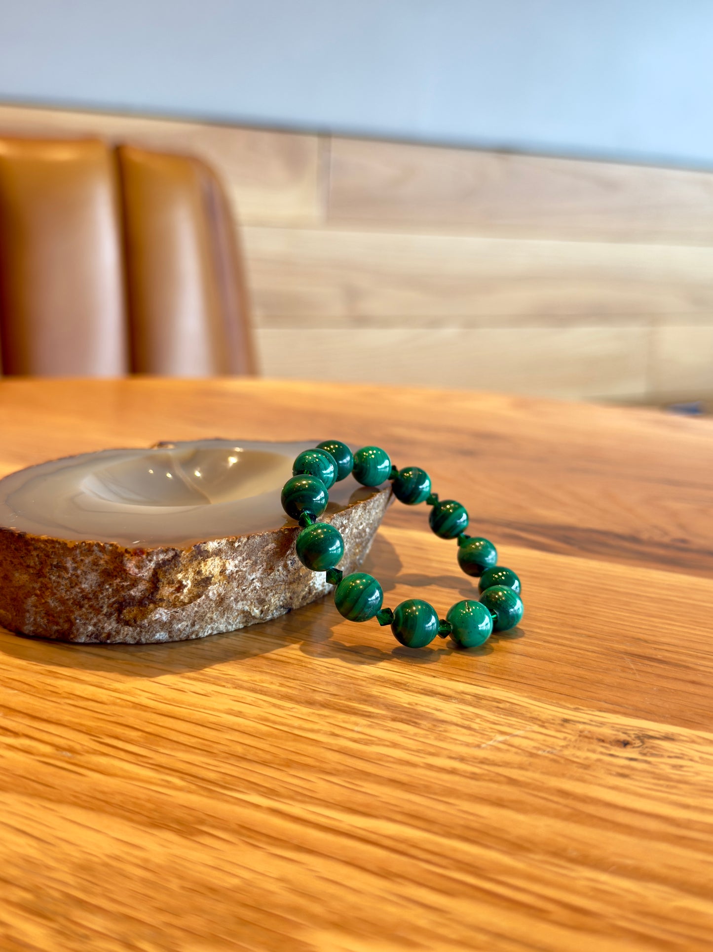 Malachite Bracelet with Swarovski Spacers